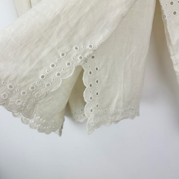 J.Crew Bungalow Embroidered Top Linen Natural Beige Boho Relaxed Small NWT - Picture 10 of 11